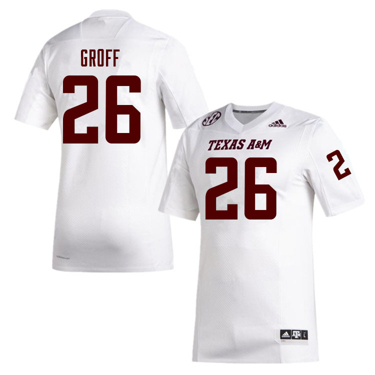 Men #26 Jacob Groff Texas A&M Aggies College Football Jerseys Sale-White